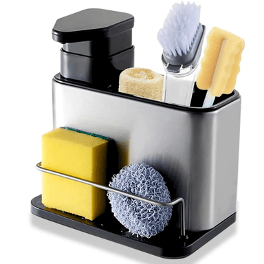 DISPENSADOR DE JABÓN LÍQUIDO LAVAVAJILLAS CON PORTA ESPONJAS