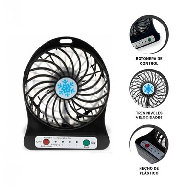 MINI VENTILADOR PORTÁTIL RECARGABLE DE MESA COLOR ALEATORIO - 2