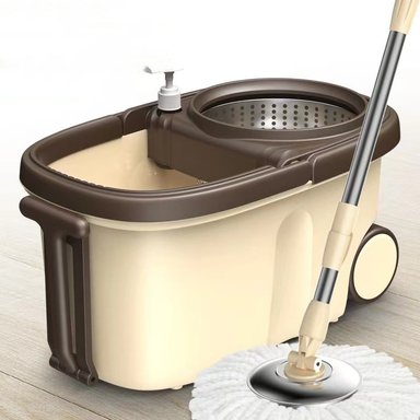 SET LIMPIEZA WO WEI TRAPEADOR MOPA GIRATORIA + BALDE ESCURRIDOR RUEDAS + REPUESTO - 1