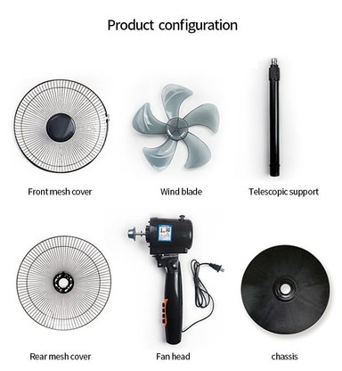 VENTILADOR FAN-NN/BK 45 WATTS PEDESTAL 17" 3 VELOCIDADES NEGRO - 5