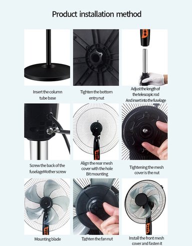 VENTILADOR FAN-NN/BK 45 WATTS PEDESTAL 17" 3 VELOCIDADES NEGRO - 6