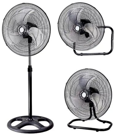 VENTILADOR DE PIE PARED MESA PISO DCAM FAN-DC/3-1 60 WATTS SEMI-INDUSTRIAL 3 EN 1 ASPAS METAL