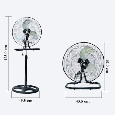 VENTILADOR DE PIE PARED MESA PISO DCAM FAN-DC/3-1 60 WATTS SEMI-INDUSTRIAL 3 EN 1 ASPAS METAL - 5