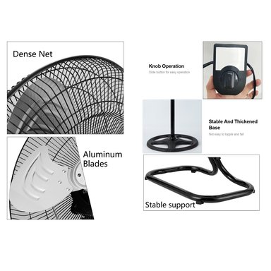 VENTILADOR DE PIE PARED MESA PISO DCAM FAN-DC/3-1 60 WATTS SEMI-INDUSTRIAL 3 EN 1 ASPAS METAL - 6