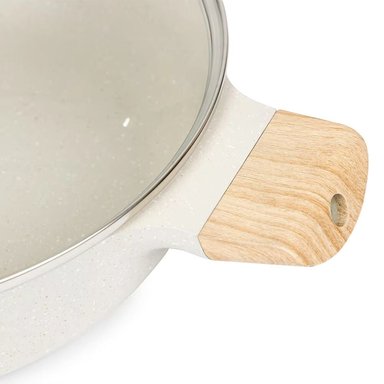 OLLA 32 CM DE ALUMINIO ANTIADHERENTE REVESTIDA MARMOL TAPA DE VIDRIO - 4