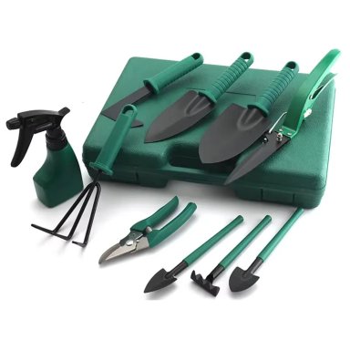 SET DE HERRAMIENTAS DE JARDINERIA CON MALETIN VERDE