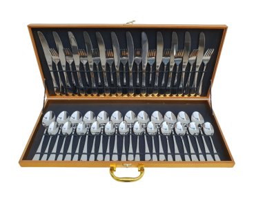 JUEGO DE CUBIERTOS DE ACERO DE 48 PIEZAS CON MALETÍN