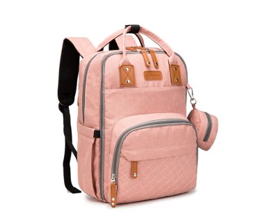 MOCHILA BOLSO PAÑALERA MULTIUSOS LAPTOP PUERTO USB ROSADO