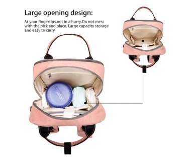 MOCHILA BOLSO PAÑALERA MULTIUSOS LAPTOP PUERTO USB ROSADO - 3