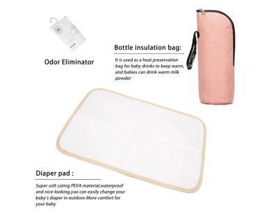 MOCHILA BOLSO PAÑALERA MULTIUSOS LAPTOP PUERTO USB ROSADO - 6