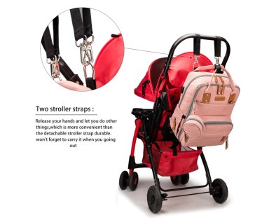 MOCHILA BOLSO PAÑALERA MULTIUSOS LAPTOP PUERTO USB ROSADO - 8