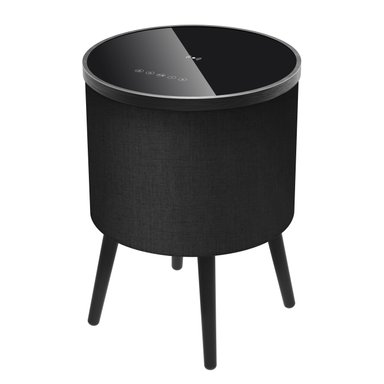 MESA CON PARLANTES BLUETOOTH CARGADOR INALAMBRICO USB PARA CELULARES LUCES LED ENTRADA AUX REDONDA - 7
