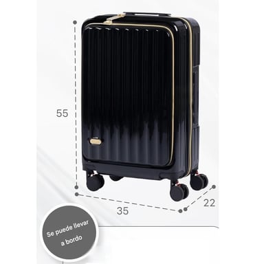 MALETA DE VIAJE CARRY-ON DE MANO CABINERA COMPARTIMIENTO LAPTOP USB APERTURA FRONTAL - NEGRO - 2