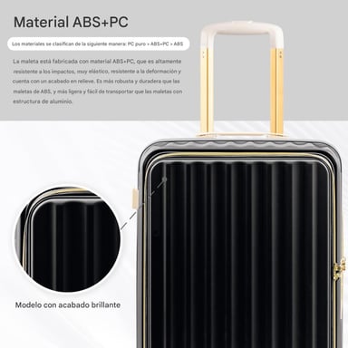 MALETA DE VIAJE CARRY-ON DE MANO CABINERA COMPARTIMIENTO LAPTOP USB APERTURA FRONTAL - NEGRO - 7