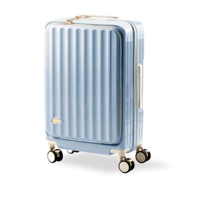 MALETA DE VIAJE CARRY-ON DE MANO CABINERA COMPARTIMIENTO LAPTOP USB APERTURA FRONTAL - CELESTE - 1