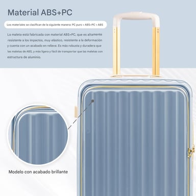 MALETA DE VIAJE CARRY-ON DE MANO CABINERA COMPARTIMIENTO LAPTOP USB APERTURA FRONTAL - CELESTE - 5