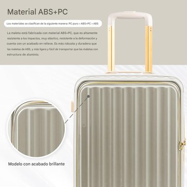 MALETA DE VIAJE CARRY-ON DE MANO CABINERA COMPARTIMIENTO LAPTOP USB APERTURA FRONTAL - MARFIL - 7