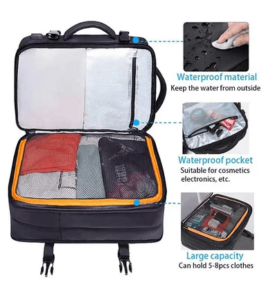 MOCHILA EXPANDIBLE VIAJERA CABINERA COMPARTIMIENTO LAPTOP NEGRO - 6
