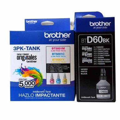 KIT TINTA BROTHER MULTICOLOR BT5001 3PK TANK BTD60BK