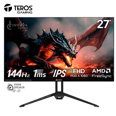 MONITOR PLANO TEROS TE-2714S 27' FHD IPS 144HZ 1MS HDMI DP AUDIO OUT PARLANTES NEGRO - 1