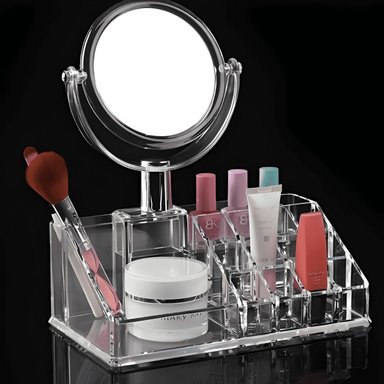 ORGANIZADOR DE COSMÉTICOS MAQUILLAJE ACRÍLICO LABIALES CON ESPEJO