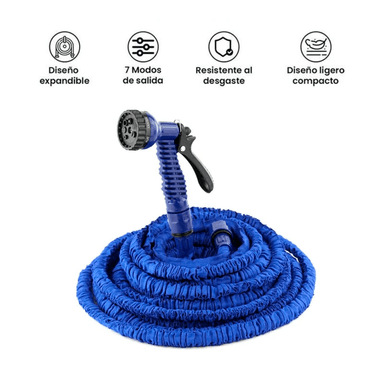 MANGUERA EXPANDIBLE HASTA 30 METROS CON PISTOLA MULTIUSOS