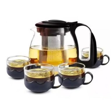 TETERA INFUSORA DE 1 LITRO CON 4 TAZAS DE ACERO INOXIDABLE