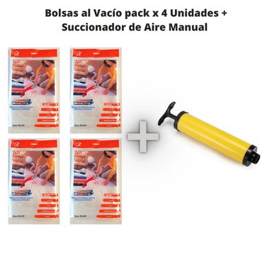 PACK DE 4 BOLSAS AL VACÍO 70 X 100 + SUCCIONADOR MANUAL