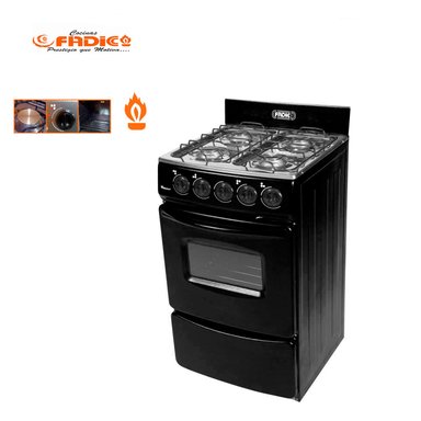 COCINA A GAS GLP FADICC 4H CON RESPALDAR Y HORNO SAMI NEGRO - 2
