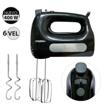 BATIDORA DE MANO PRIMA HM9105E-GSN 6 VELOCIDADES + TURBO 400W NEGRO