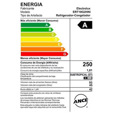 REFRIGERADORA ELECTROLUX TOP MOUNT FROST 138 LTS ERT18G2HNI - 4