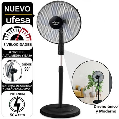 VENTILADOR DE PIE UFESA SEATTLE 50 WATTS PEDESTAL 16"