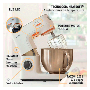 BATIDORA DE PEDESTAL OSTER FPSTSMPL4W HEATSOFT - BLANCO - 2
