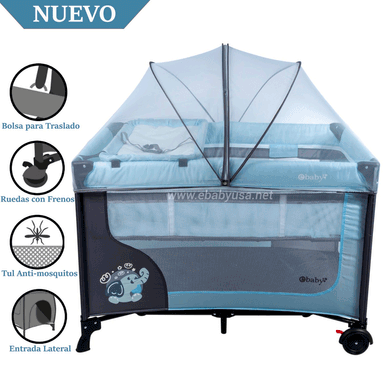 CUNA CORRAL EBABY EB727-2 METAL CELESTE HAPPY DREAM