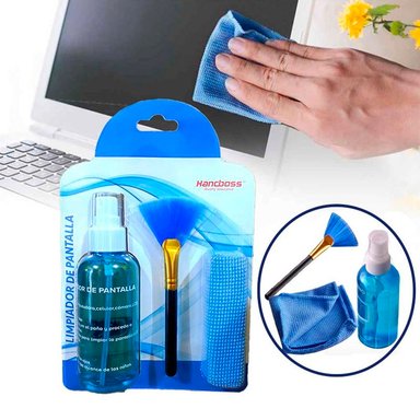 KIT LIMPIADOR DE PANTALLA DE MONITORES TV COMPUTADORAS 3 EN 1