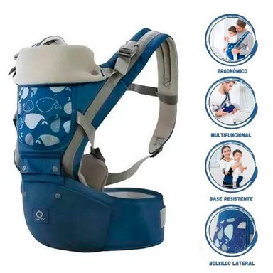 CANGURO PARA BEBÉ ERGONÓMICO BALLENA 3 EN 1 AZUL