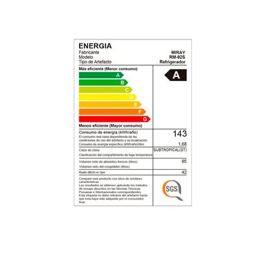 FRIGOBAR-REFRIGERADORA MIRAY RM-92S 85 L - 3