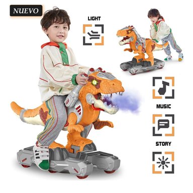 JUGUETE SCOOTER DINOSAURIO EFECTO BOTA HUMO MUSICAL Y LUCES - 1