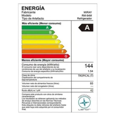 FRIGOBAR MIRAY 93L RM-94M REFRIGERADORA NEGRO - 5