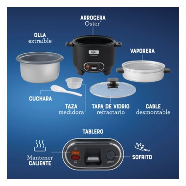 OLLA ARROCERA OSTER 1.8L 3 EN 1 FUNCIÓN DE SOFRITO VAPORERA CKSTRC10DFBLK - 6