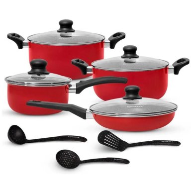 JUEGO DE OLLAS ANTIADHERENTE FINEZZA 11PZAS FZ-X1705M ROJO