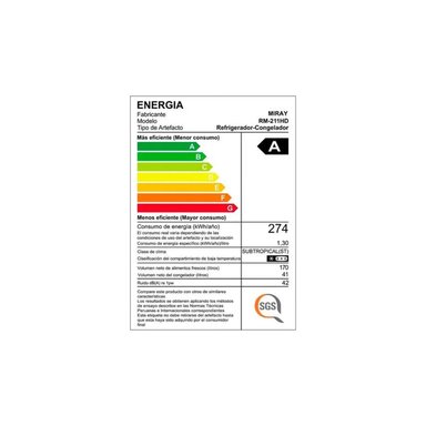 REFRIGERADORA MIRAY RM-211HD EUROFRÍO 211 L - 2