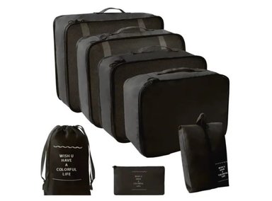 PACK 7 ACCESORIOS VIAJE COOL BAGS CB-SET NEGRO ESTUCHES ORGANIZADORES MALETA