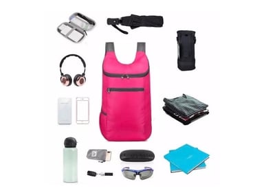 MOCHILA COOL BAGS CB-BOLSOS ROSADO IMPERMEABLE PLEGABLE PORTATIL - 5