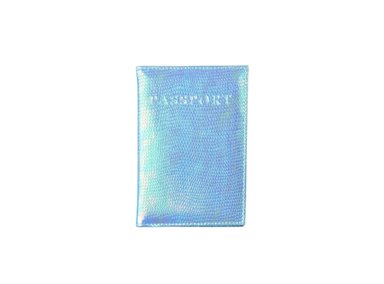 PORTA PASAPORTE COOL BAGS AZUL CLARO HOLOGRAFICO BRILLANTE