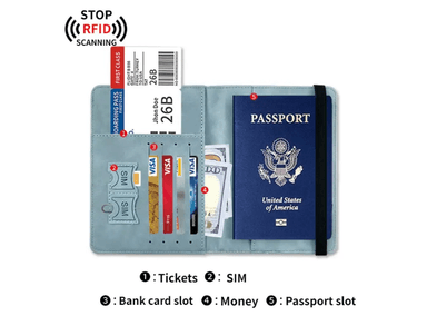 PORTA PASAPORTE VINTAGE AZUL - 2
