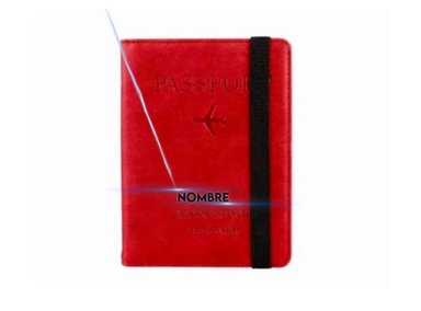 PORTAPASAPORTE DE VIAJE PERSONALIZADO CON NOMBRE ROJO COOL BAGS