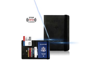 PORTAPASAPORTE DE VIAJE PERSONALIZADO CON NOMBRE NEGRO COOL BAGS