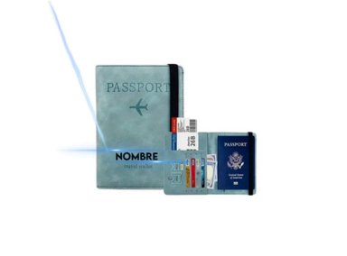 PORTAPASAPORTE COOL BAGS TURQUESA VIAJE PERSONALIZADO NOMBRE TURAUESA
