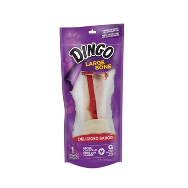 SNACK PERROS DINGO RAZA GRANDE SABOR HUESO DE POLLO BOLSA X1 UND